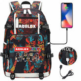 Roblox Backpack Travel Backpack Roblox SchoolBag with USB Charging Port